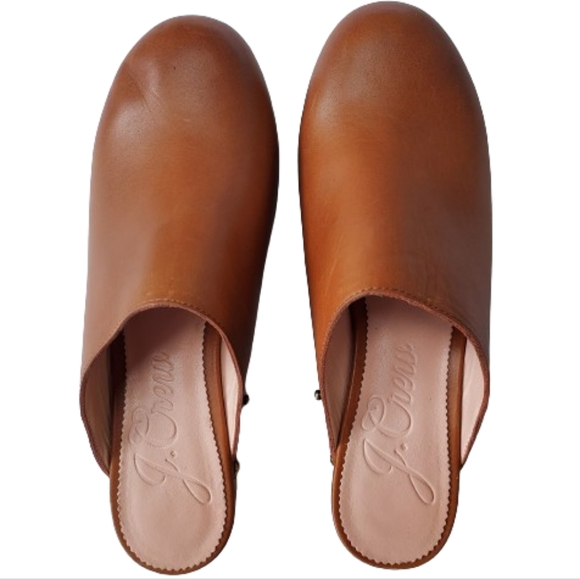 J. Crew Leather Slip On Mule Clog Shoe Size 6.5 #BA188 Rich Oak - Picture 2 of 14